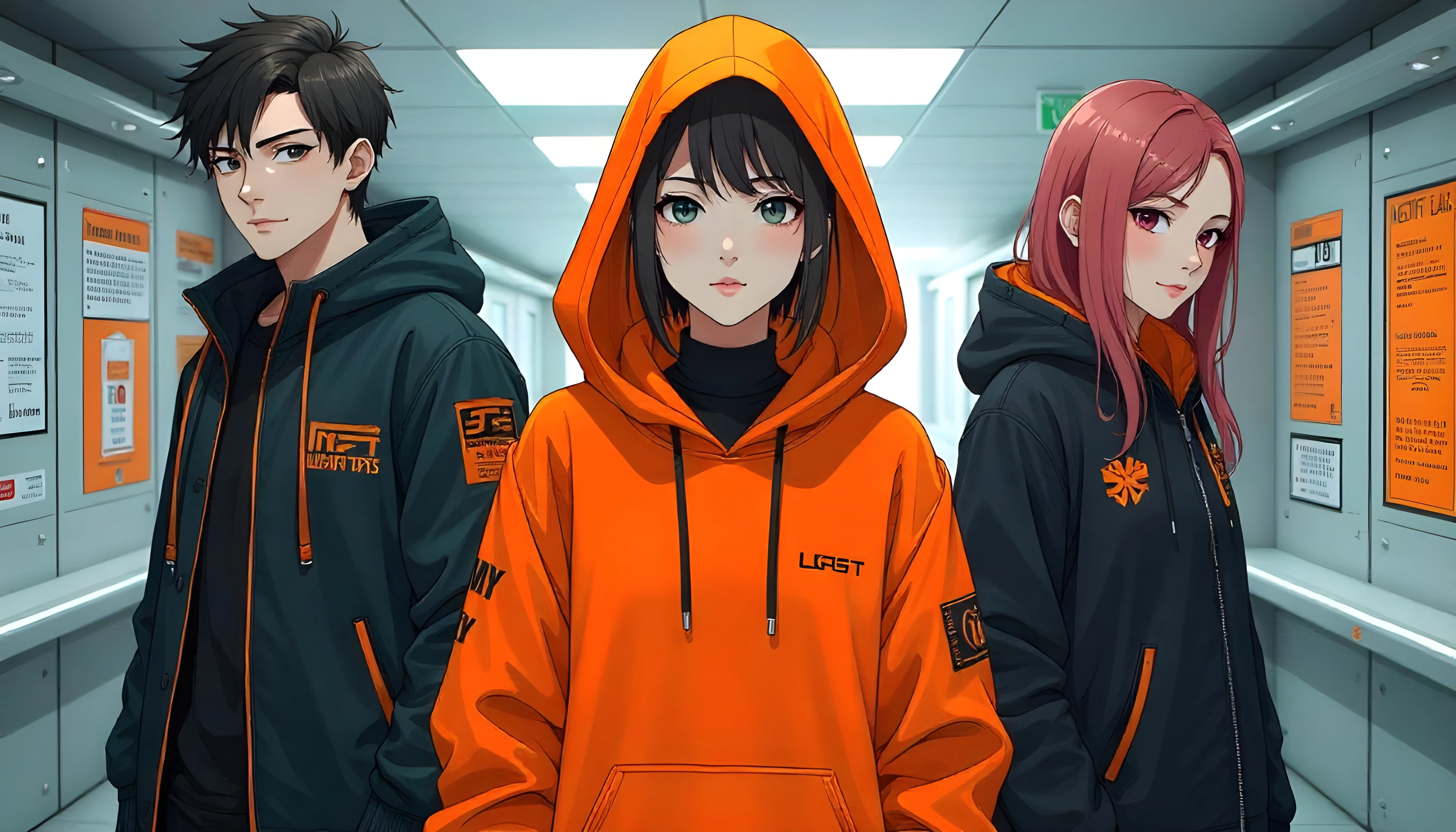 Anime style characters in a hallway, background for Join Our Community section